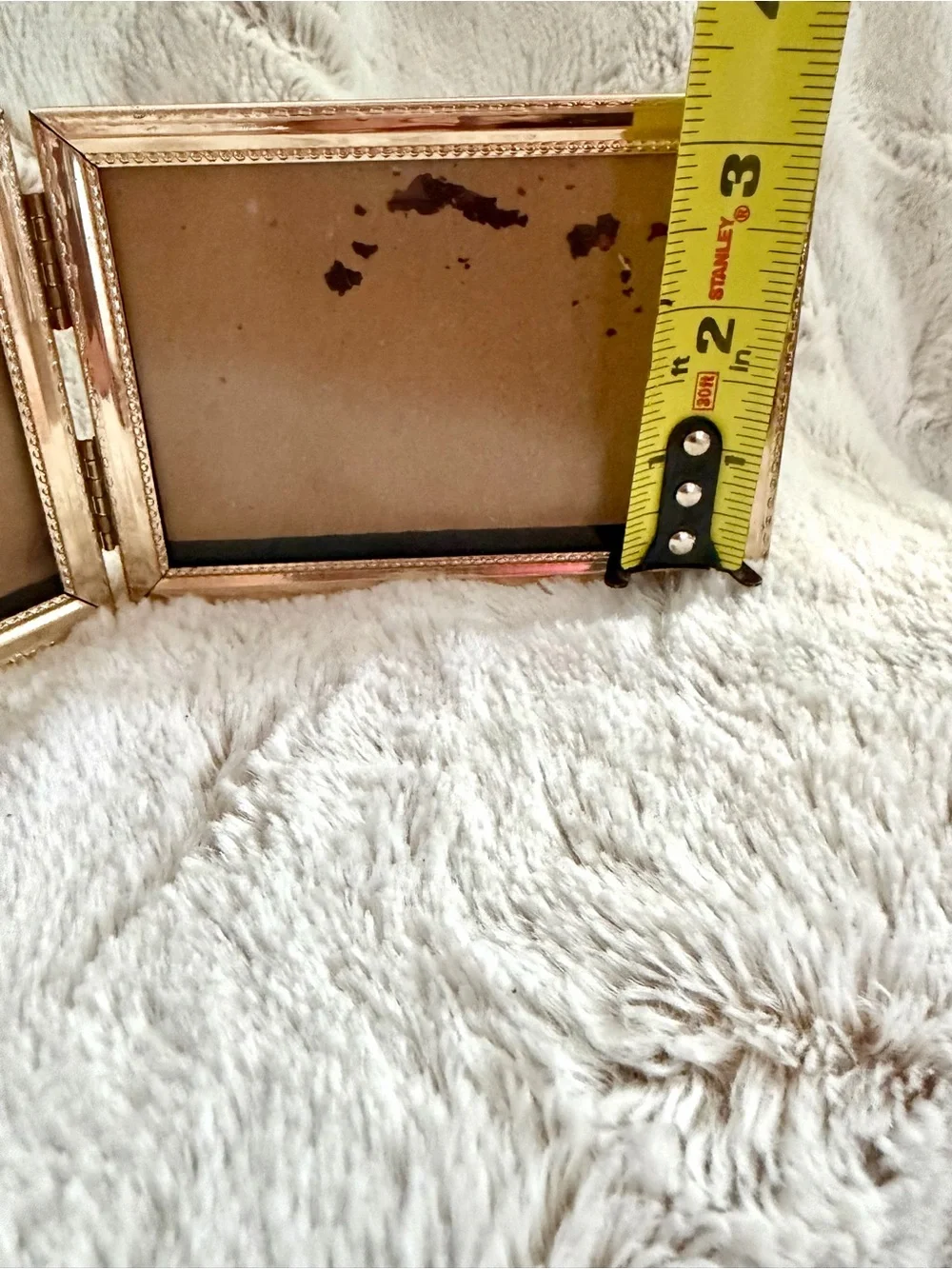 Double Hinged Gold Tone Picture Frame - Foldable Tabletop Frame